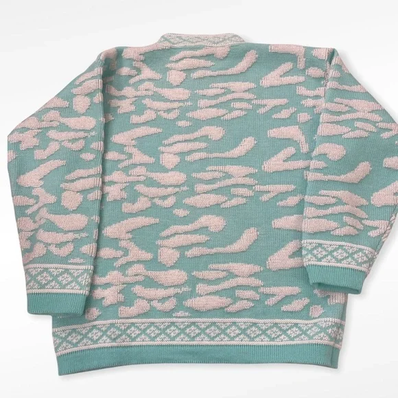 Vintage Jolie Icy Blue + White Lurex Sweater - Picture 2 of 6